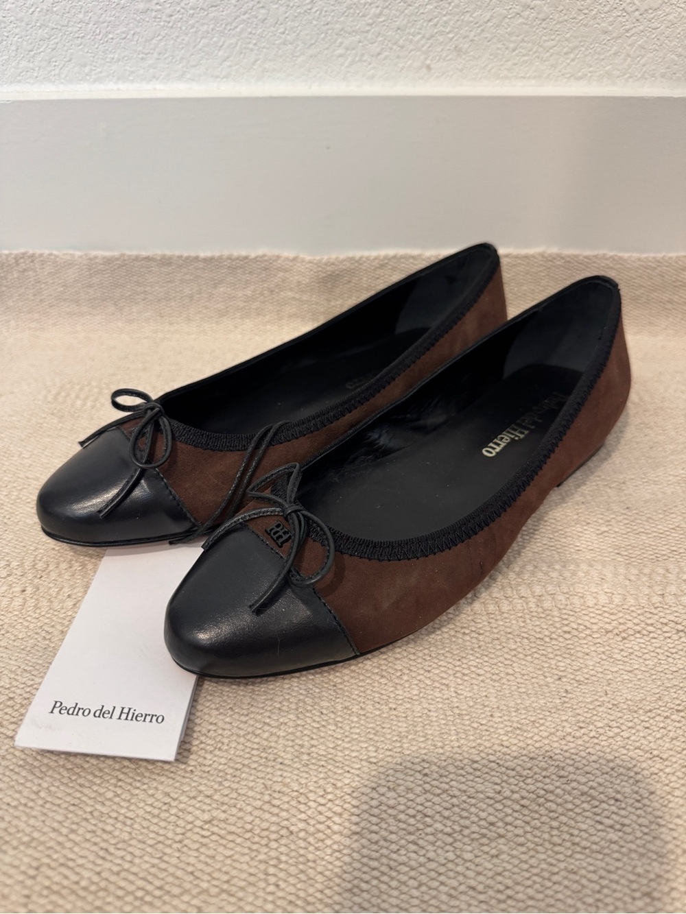 Brown Suede and Black Leather Ballet Flats - Made in Spain